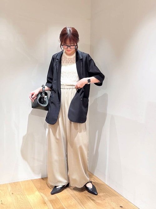 タックギャザーストレートパンツ
