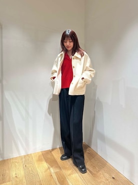 「冬の差し色コーデ」｜薫子さん（レディース・157cm）の冬コーディネート