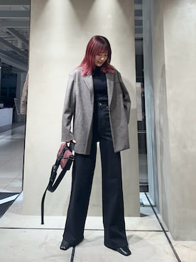 「GANNI」｜「アイテム（ジャケット/アウター）」を使った、薫子さん（レディース・158cm）の秋コーディネート
