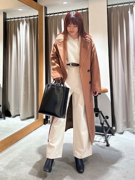 「冬の差し色コーデ」｜「アイテム（ジャケット/アウター）」を使った、薫子さん（レディース・157cm）の冬コーディネート