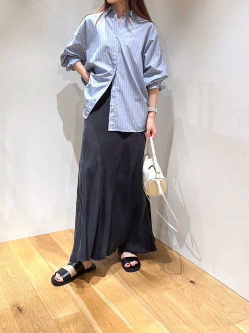 new basic　インドスビンコットンストライプシャツ