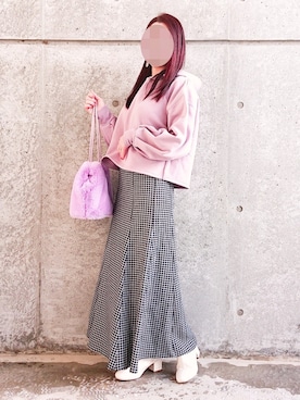「GRL」｜「アイテム（ノーカラージャケット）」を使った、rinrisoraさん（レディース・152cm）の冬コーディネート
