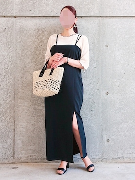 「Honeys（ハニーズ）のアイテム（トートバッグ）」を使った、rinrisoraさん（レディース・152cm）の夏コーディネート