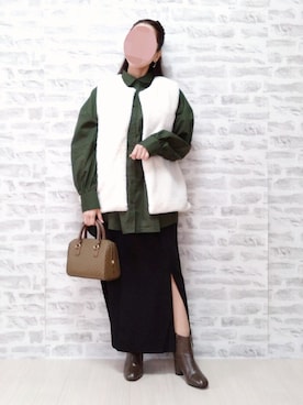 「ビッグシャツ」｜「アイテム（ブーツ）」を使った、rinrisoraさん（レディース・152cm）の秋コーディネート