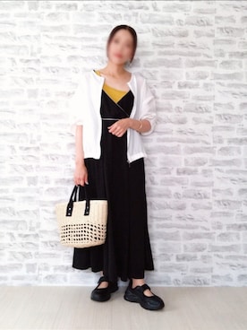 「Honeys（ハニーズ）のアイテム（トートバッグ）」を使った、rinrisoraさん（レディース・152cm）の夏コーディネート