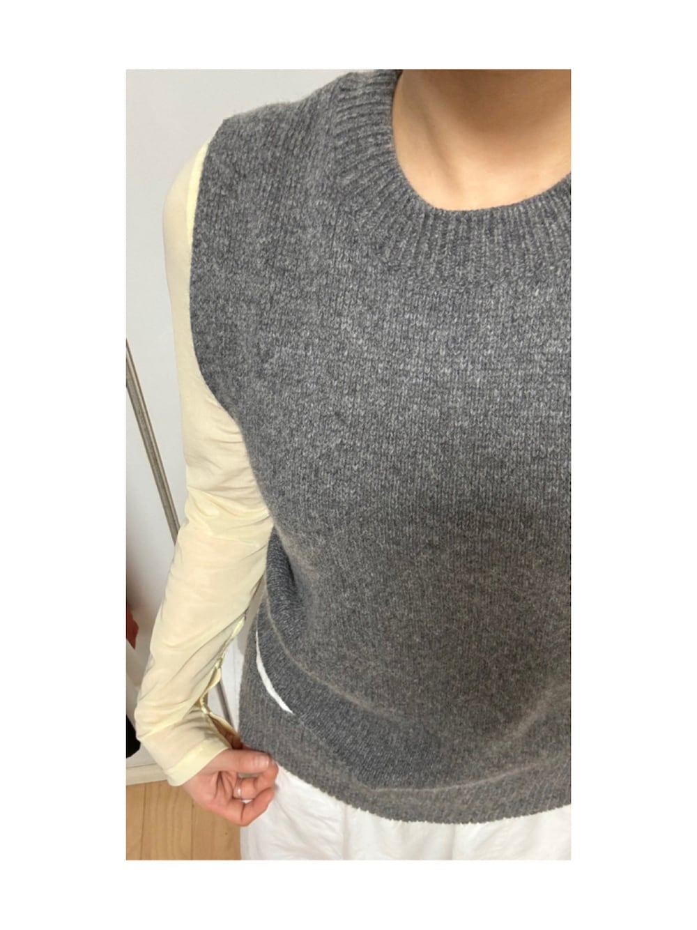 「春コーデ、ZARA、シアートップス、春夏コーデ」｜「ZARAのアイテム（ベスト、グレー系）」を使った、sanaさん（レディース・153cm）の春コーディネートの1枚目の写真