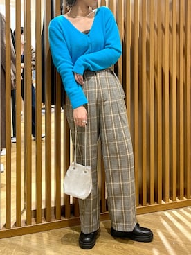 「グレンチェック」｜「アイテム（ブーツ）」を使った、ayakaさん（レディース・163cm）の秋コーディネート