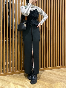 「ボーダーニット」｜「アイテム（キャミソール）」を使った、ayakaさん（レディース・163cm）の秋コーディネート