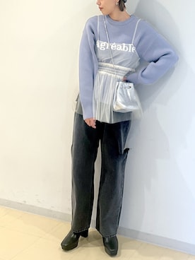 「ロゴニット」｜「アイテム（その他トップス）」を使った、ayakaさん（レディース・163cm）の冬コーディネート