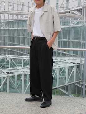 「glabella（グラベラ）のスプリットレザー（牛床革） Uチップ オックスフォード シューズ（ドレスシューズ）」を使った、kazuさん（メンズ・178cm）の夏コーディネート