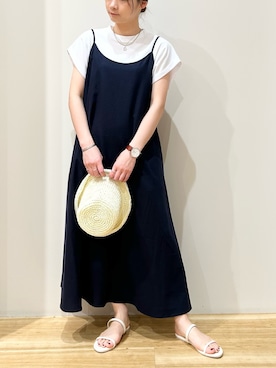 「ペーパーハット」｜「アイテム（ワンピース/ドレス）」を使った、yamaさん（レディース・155cm）の夏コーディネート