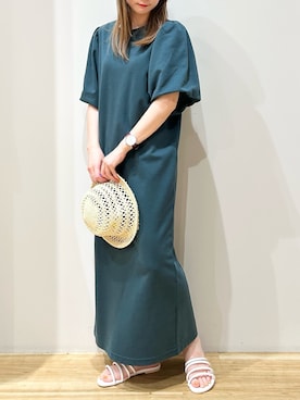 「ペーパーハット」｜「アイテム（ワンピース/ドレス）」を使った、yamaさん（レディース・155cm）の夏コーディネート