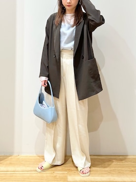 「いまどきジャケット写真」｜「アイテム（ハンドバッグ）」を使った、yamaさん（レディース・155cm）の春コーディネート
