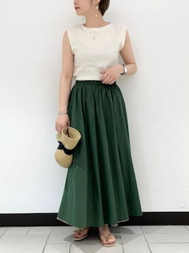 「FORK&SPOON（フォークアンドスプーン）のアイテム（帽子）」を使った、yamaさん（レディース・155cm）の夏コーディネート