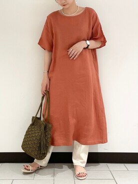 「RODE SKO（ロデスコ）のMARIA タッセルペーパーショルダー（ショルダーバッグ）」を使った、yamaさん（レディース・155cm）の夏コーディネート