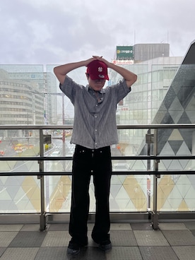 「URBAN RESEARCH Sonny Label（アーバンリサーチサニーレーベル）のミニ千鳥格子コンパクトシャツ（シャツ/ブラウス、ブラック系）」を使った、Soneさん（メンズ・169cm）の春コーディネート