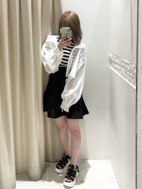 「one after another NICE CLAUP（ワンアフターアナザーナイスクラップ）のスニーカー底グルカサンダル（サンダル）」を使った、ましろさん（レディース・153cm）の春コーディネート