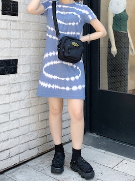 「x-girl_ootd」｜「アイテム（ワンピース/ドレス）」を使った、ふうかさん（レディース・150cm）の夏コーディネート