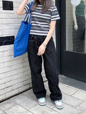 「X-girl（エックスガール）のWIDE TAPERED PANTS（その他パンツ）」を使った、ふうかさん（レディース・150cm）の夏コーディネート