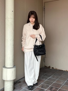 「russet（ラシット）の《インフルエンサースタッフ企画》マルチショルダーバッグ（ショルダーバッグ、ブラック系）」を使った、ayakaさん（レディース・157cm）の春コーディネート