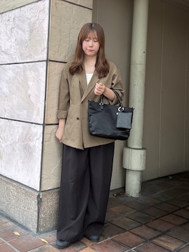 「russet（ラシット）のアイテム（トートバッグ）」を使った、ayakaさん（レディース・157cm）の秋コーディネート