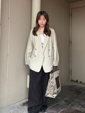 「russet（ラシット）のアイテム（トートバッグ）」を使った、ayakaさん（レディース・157cm）の秋コーディネート