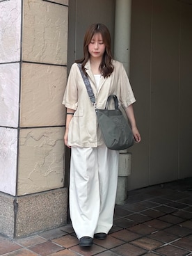 「russet（ラシット）のアイテム（トートバッグ）」を使った、ayakaさん（レディース・157cm）の夏コーディネート