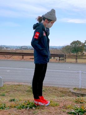 「THE NORTH FACE（ザノースフェイス）のアイテム（ジャケット/アウター、ブルー系）」を使った、yuka3090さん（レディース・168cm）の春コーディネート