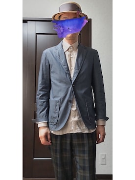 「08sircus（ゼロエイトサーカス）のアイテム（テーラードジャケット）」を使った、h-tanさん（メンズ・173cm）の春コーディネート