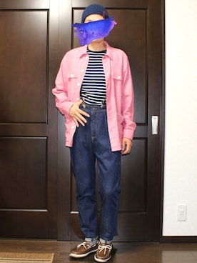 「NEIL BARRETT（ニールバレット）のアイテム（デニムパンツ）」を使った、h-tanさん（メンズ・173cm）の夏コーディネート