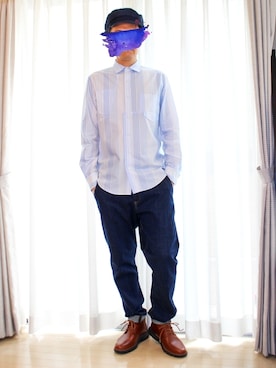 「NEIL BARRETT（ニールバレット）のアイテム（デニムパンツ）」を使った、h-tanさん（メンズ・173cm）の夏コーディネート