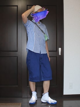 「OCTAVE OCTAVE（オクターブオクターブ）のアイテム（帽子）」を使った、h-tanさん（メンズ・173cm）の夏コーディネート
