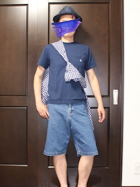 「WVM（ダブルヴイエム）のアイテム（パンツ）」を使った、h-tanさん（メンズ・173cm）の夏コーディネート