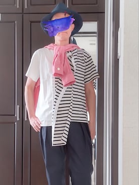 「JW Anderson（ジェイダブリューアンダーソン）のアイテム（Tシャツ/カットソー）」を使った、h-tanさん（メンズ・173cm）の春コーディネート
