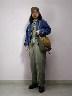 「アイテム（オールインワン・サロペット）」を使った、setaroさん（メンズ・172cm）の冬コーディネート