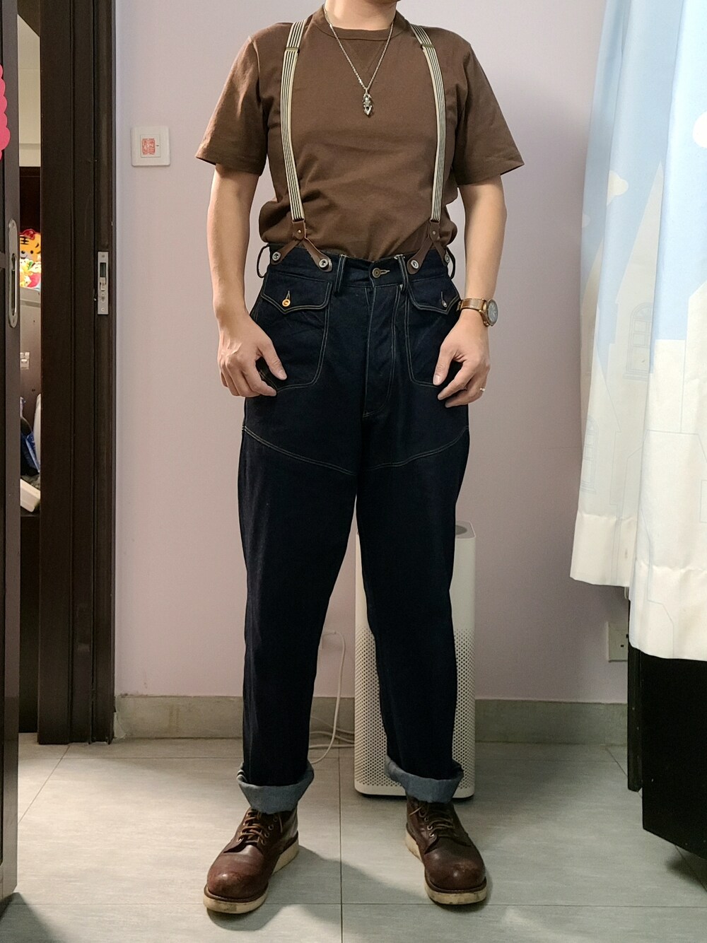 「Tシャツ、vintage、デニム、ブーツ、RED WING、30代、30代コーデ、170cm、大人コーデ」｜「RED WINGのアイテム（ブーツ、ブラウン系）」を使った、setaroさん（メンズ・172cm）の夏コーディネートの1枚目の写真