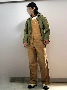 「carhartt」｜「アイテム（サロペット/オーバーオール）」を使った、setaroさん（メンズ・172cm）の春コーディネート