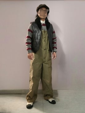 「ベスト」｜「アイテム（サロペット/オーバーオール）」を使った、setaroさん（メンズ・172cm）の冬コーディネート