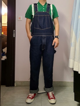 「EDWIN（エドウィン）のアイテム（オールインワン・サロペット）」を使った、setaroさん（メンズ・172cm）の春コーディネート
