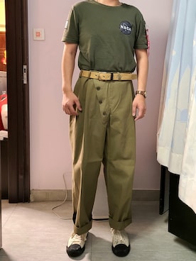 「Alpha Industries（アルファインダストリーズ）のアイテム（トップス）」を使った、setaroさん（メンズ・172cm）の春コーディネート