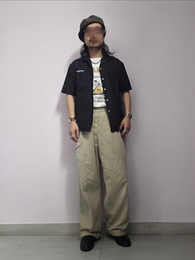 「VINTAGE（ヴィンテージ）の50s Australia military gurkha pants（チノパンツ、ベージュ系）」を使った、setaroさん（メンズ・172cm）の春コーディネート