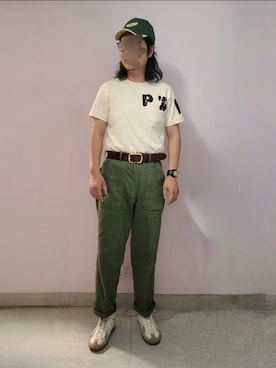 「Bronson（ブロンソン）のアイテム」を使った、setaroさん（メンズ・172cm）の春コーディネート