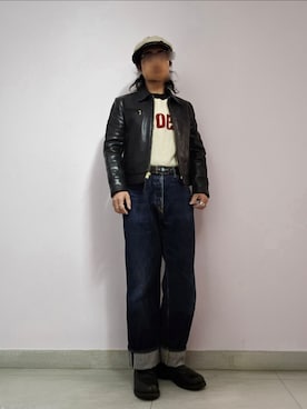 「アイテム（キャスケット）」を使った、setaroさん（メンズ・172cm）の冬コーディネート