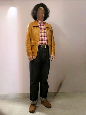 「clarks」｜「アイテム（ライダースジャケット）」を使った、setaroさん（メンズ・172cm）の冬コーディネート