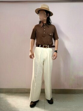「VINTAGE（ヴィンテージ）のアイテム（ポロシャツ）」を使った、setaroさん（メンズ・172cm）の春コーディネート
