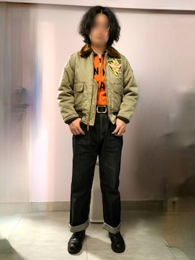 「Bronson（ブロンソン）のアイテム」を使った、setaroさん（メンズ・172cm）の冬コーディネート