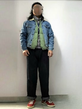 「Eddie Bauer（エディーバウアー）のアイテム（ダウンベスト）」を使った、setaroさん（メンズ・172cm）の冬コーディネート