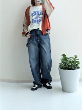 「アイテム（スカジャン）」を使った、cooさん（レディース・155cm）の秋コーディネート
