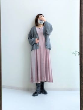 「アイテム（ワンピース、ピンク系）」を使った、cooさん（レディース・155cm）の秋コーディネート