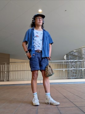 「アイテム（キャップ）」を使った、Unicoichiさん（メンズ・165cm）の夏コーディネート